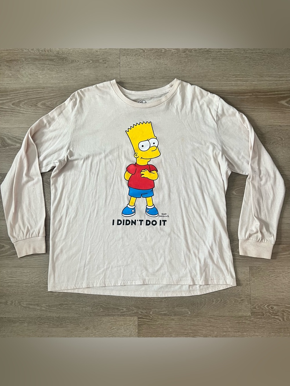 Cream White Bart Simpson 'I Didn't Do It' Long Sleeve Kids Top